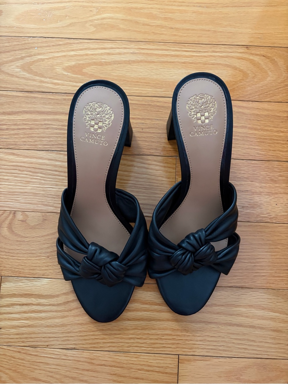 Vince Camuto Black Knotted Slide Sandals